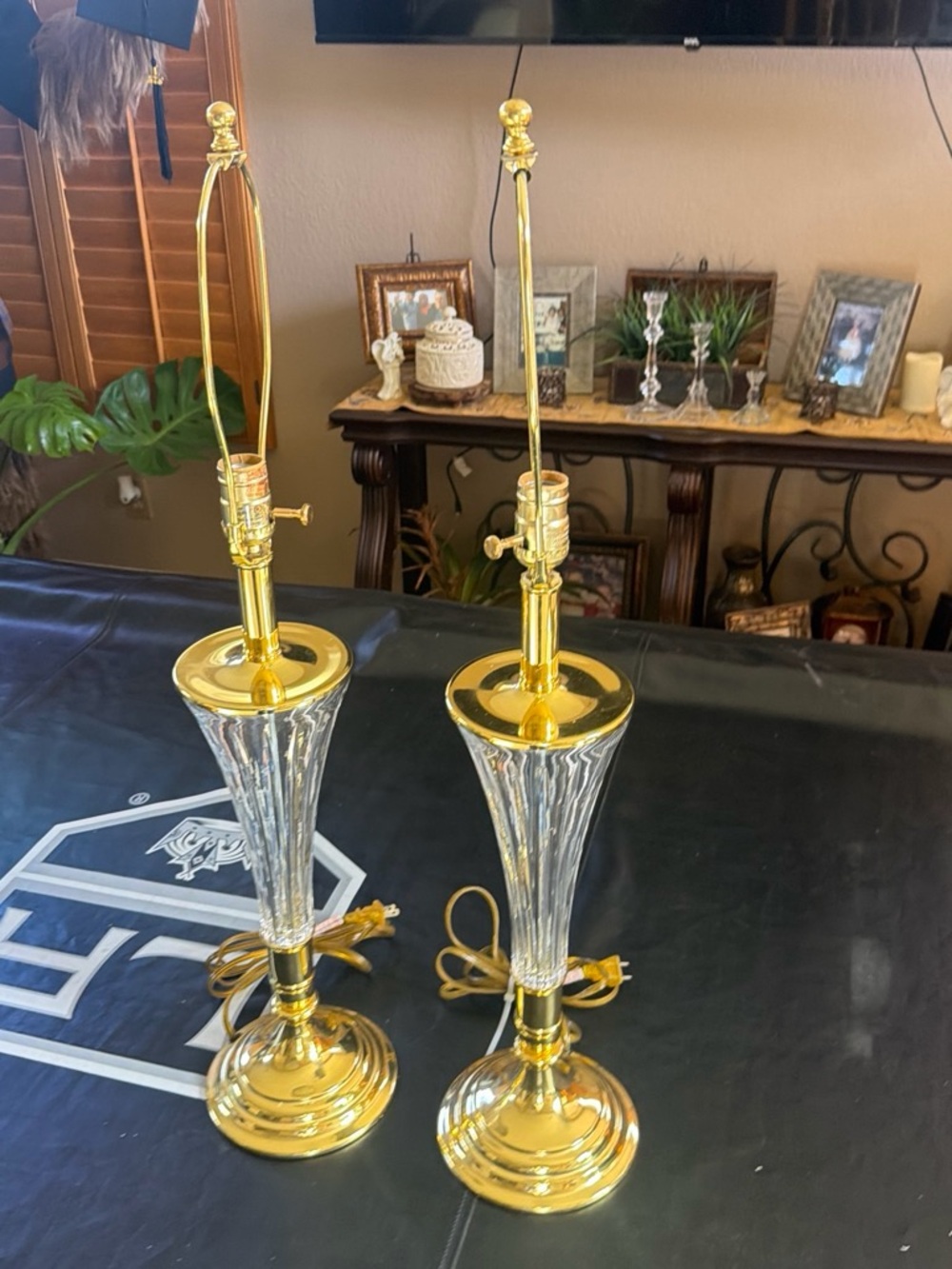 Brass and Clear Glass Table Lamp - Gold Finish